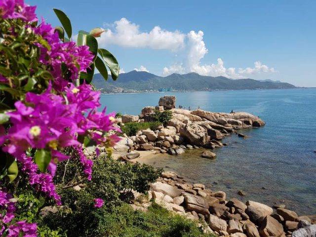 Nha Trang Beach with Flowers